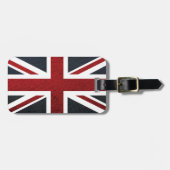 Leather Texture Pattern Union Jack British (UK) Fl Bagagelabel (Voorkant horizontaal)