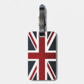 Leather Texture Pattern Union Jack British (UK) Fl Bagagelabel (Achterkant verticaal)