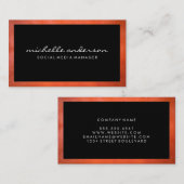 Leather Textuur Rand | Zwart Visitekaartje (Voorkant / Achterkant)