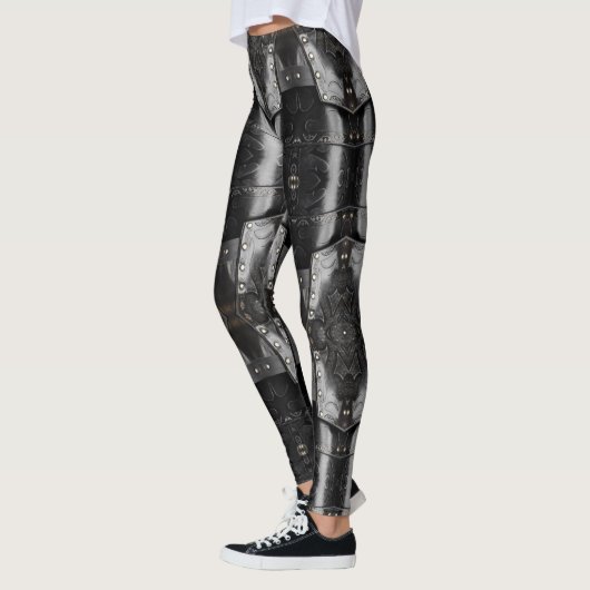 Leather Viking Armor Abstract Design, zwart Leggings (Links)