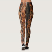 Leather Viking Chest Armor Abstract Design, bruin Leggings (Achterkant)