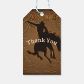 Leather Western Wild West Cowboy Birthday Party Cadeaulabel (Achterkant)