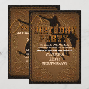 Leather Western Wild West Cowboy Birthday Party Kaart