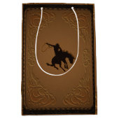 Leather Western Wild West Cowboy Birthday Party Medium Cadeauzakje (Voorkant)