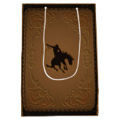 Leather Western Wild West Cowboy Birthday Party Medium Cadeauzakje (Achterkant)