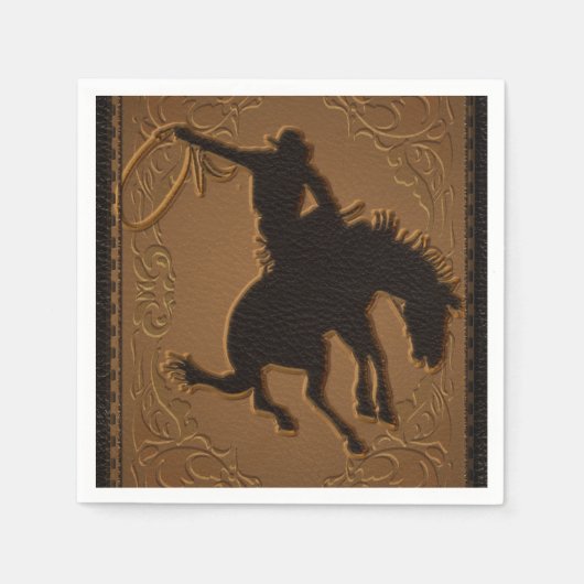 Leather Western Wild West Cowboy Birthday Party Servetten (Voorkant)
