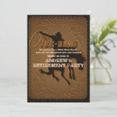 Leather Western Wild West Cowboy Retirement Party Kaart (Staand voorkant)