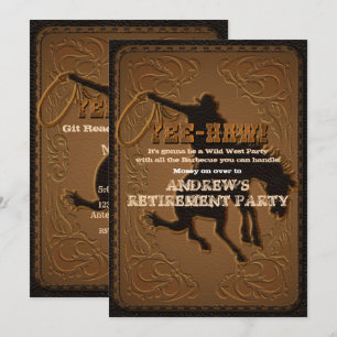 Leather Western Wild West Cowboy Retirement Party Kaart