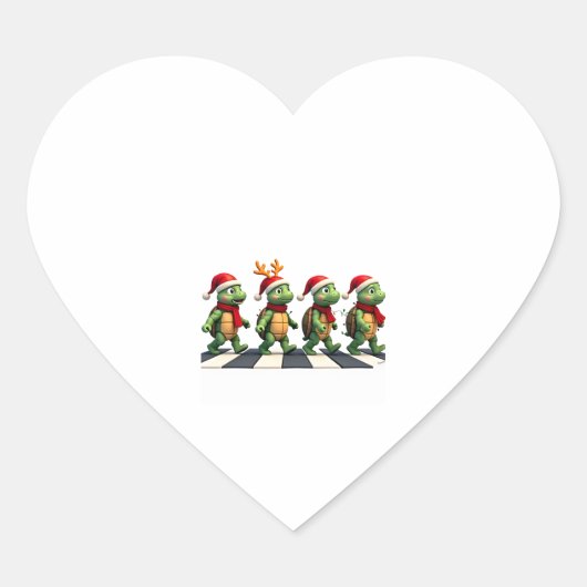 Leatherback Sea Turtle Crossing Road Xmas T-Shirt Hart Sticker (Voorkant)