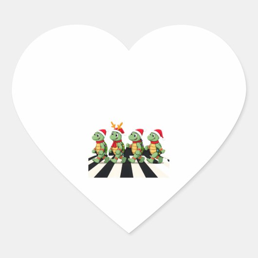 Leatherback Sea Turtle Crossing Road Xmas T-Shirt  Hart Sticker (Voorkant)