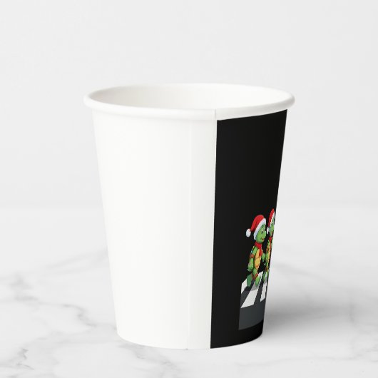 Leatherback Sea Turtle Crossing Road Xmas T-Shirt Papieren Bekers (Rechts)