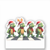 Leatherback Sea Turtle Crossing Road Xmas T-Shirt Sticker (Voorkant)