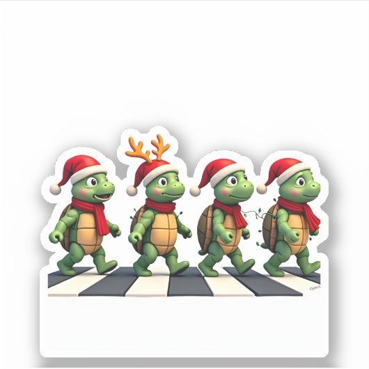 Leatherback Sea Turtle Crossing Road Xmas T-Shirt Sticker (Voorkant)