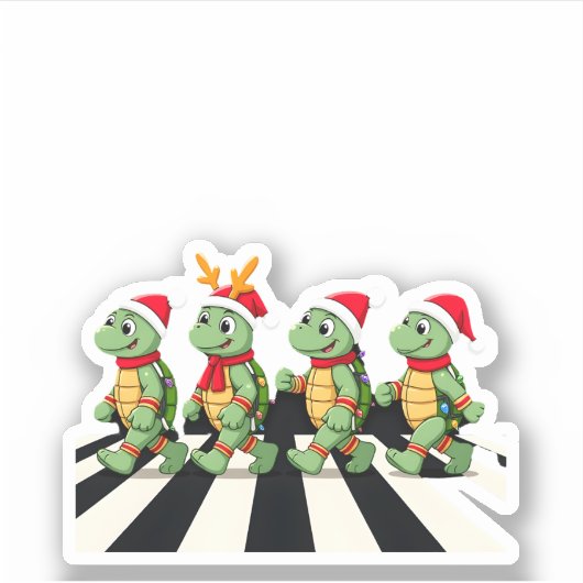 Leatherback Sea Turtle Crossing Road Xmas T-Shirt  Sticker (Voorkant)