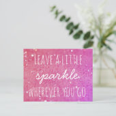 Leave a little sparkle wherever you go Pink Bokeh Briefkaart (Staand voorkant)