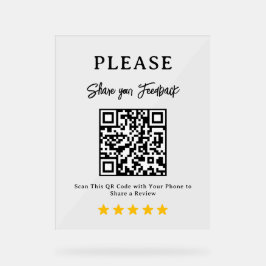 Leave a Review QR Code Business Display Sign