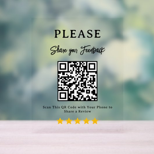 Leave a Review QR Code Business Display Sign (Neutraal)