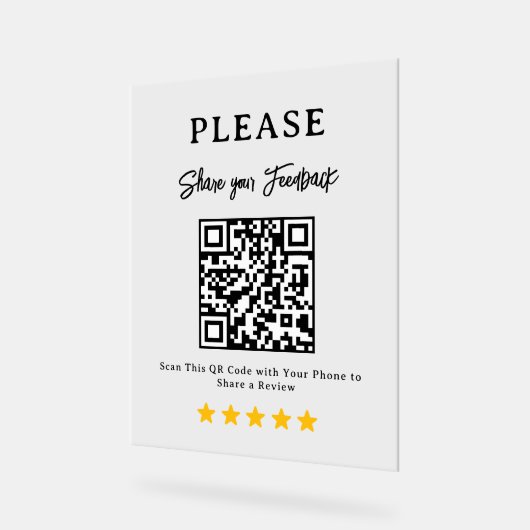 Leave a Review QR Code Business Display Sign (Hoek)