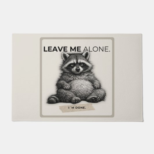 Leave Me Alone Raccoon Doormat | Funny Introvert Deurmat (Voorkant)