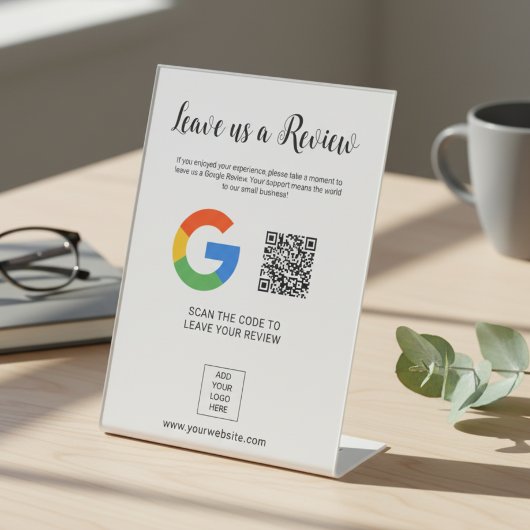 Leave us a Review Custom Logo QR Code Reclamebord Met Voetstuk