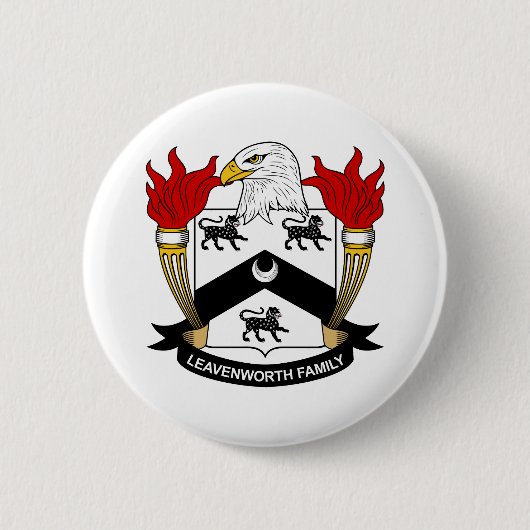 Leavenworth Family Crest Ronde Button 5,7 Cm (Voorkant)