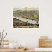 Leavenworth Kansas 1869 Antiek Panorama Poster (Keuken)