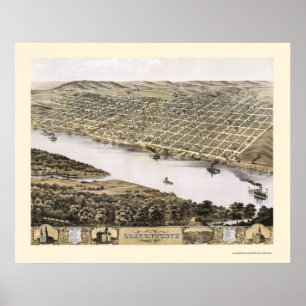 Leavenworth, KS Panoramic Map - 1869 Poster