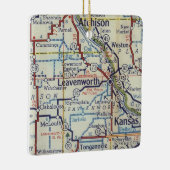 Leavenworth KS Vintage Map Keramisch Ornament (Rechts)