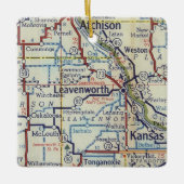 Leavenworth KS Vintage Map Keramisch Ornament (Voorkant)