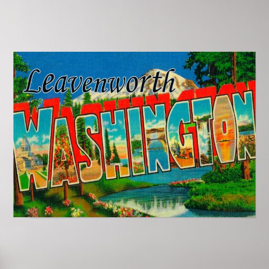 Leavenworth, Washington - Large Letter Scenes Poster (Voorkant)