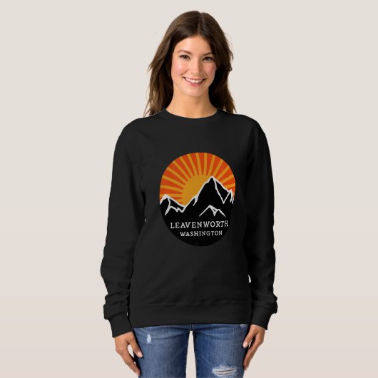 Leavenworth Washington Retro Sunset Mountains Vint Trui (Voorkant volledig)
