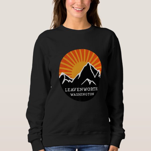 Leavenworth Washington Retro Sunset Mountains Vint Trui (Voorkant)
