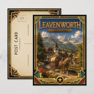 Leavenworth Washington Vintage Art Deco Gouden Tij Briefkaart