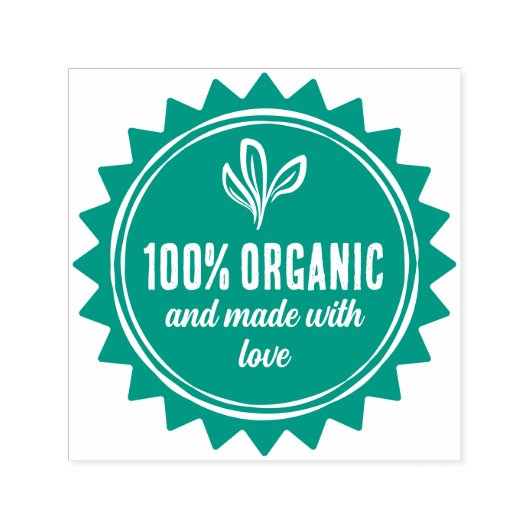 Leaves 100% Organic Made With Love Product Zelfinktende Stempel (Design)