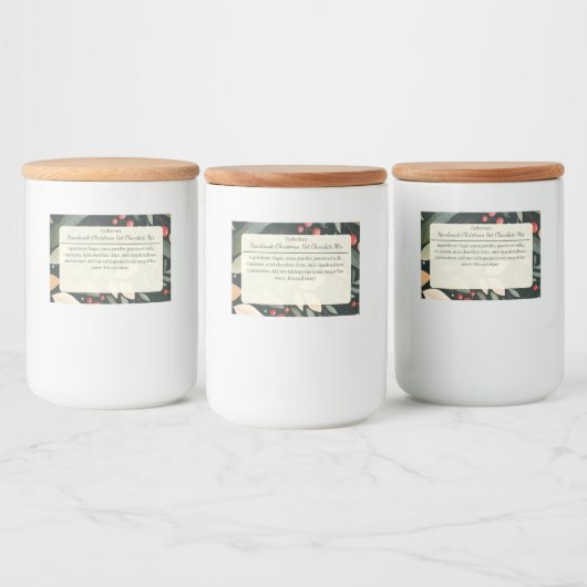 Leaves and Berries Christmas Hot Chocolate Mix  Voedselcontainer Etiket (Flessen)