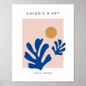 Leaves And Sun Modern Cut Outs Shapes Blue Poster (Voorkant)