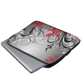 Leaves and Swirls Red Black White Electronics Bag Laptop Sleeve (Voorkant onderkant)