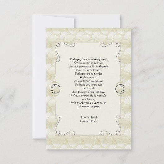 Leaves Bereavement Dank u Notecard Bedankkaart (Voorkant)