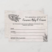 Leaves & Birch Memorial Service Aanwezigheid Informatiekaartje (Voorkant / Achterkant)