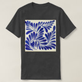 Leaves brant cobalt blue talavera tile clay inter t-shirt (Design voorkant)
