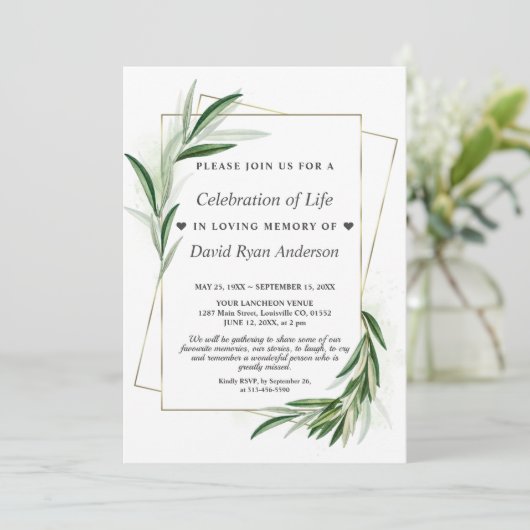 Leaves Celebration of Life Photo Funeral Memorial Kaart (Staand voorkant)