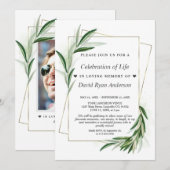 Leaves Celebration of Life Photo Funeral Memorial Kaart (Voorkant / Achterkant)