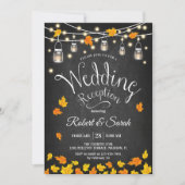 Leaves Chalkboard Herfst Rustic Wedding Reception Kaart (Voorkant)