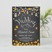 Leaves Chalkboard Herfst Rustic Wedding Reception Kaart (Staand voorkant)