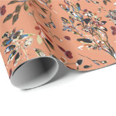 Leaves Elegant Waterverf Oranje Floral Cadeaupapier (Rol Hoek)