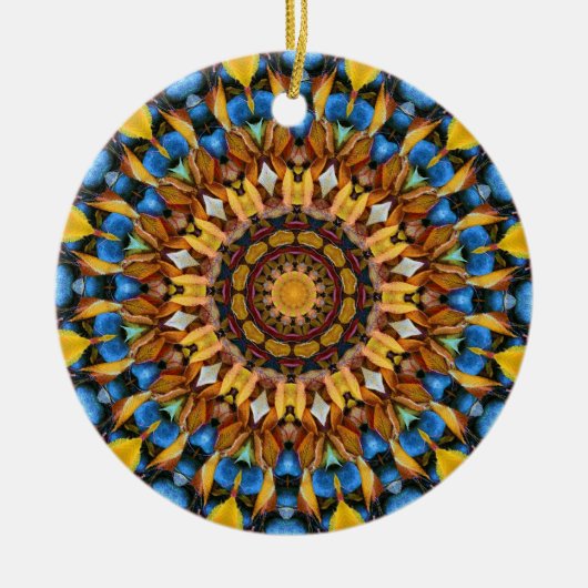 Leaves en Pebbles Mandala 02 Keramisch Ornament (Voorkant)