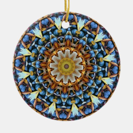 Leaves en Pebbles Mandala Keramisch Ornament (Voorkant)