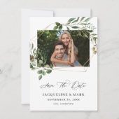 Leaves & Eucalyptus Gold H Foto Save the Date (Voorkant)
