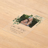 Leaves & Eucalyptus Gold H Foto Save the Date Acryl Uitnodigingen (Laagn)