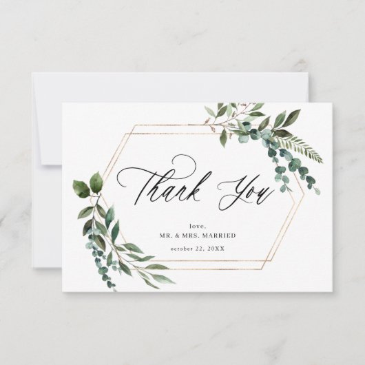 Leaves & Eucalyptus Gold Hartelijk dank Bedankkaart (Voorkant)